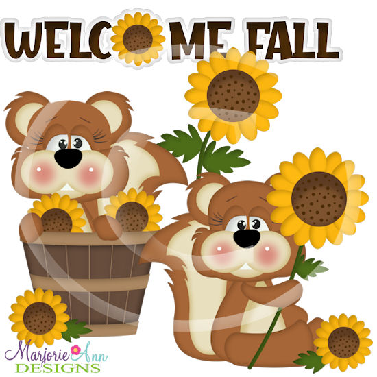 Sunflower Squirrels SVG Cutting Files + Clipart - Click Image to Close